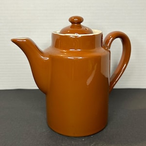 Vintage Hall USA Pottery Ceramic Brown Glaze Tall Tea Pot