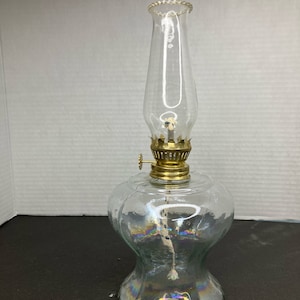 Vintage Iridescent Glass Oil Lamp, with burner (no chimney)