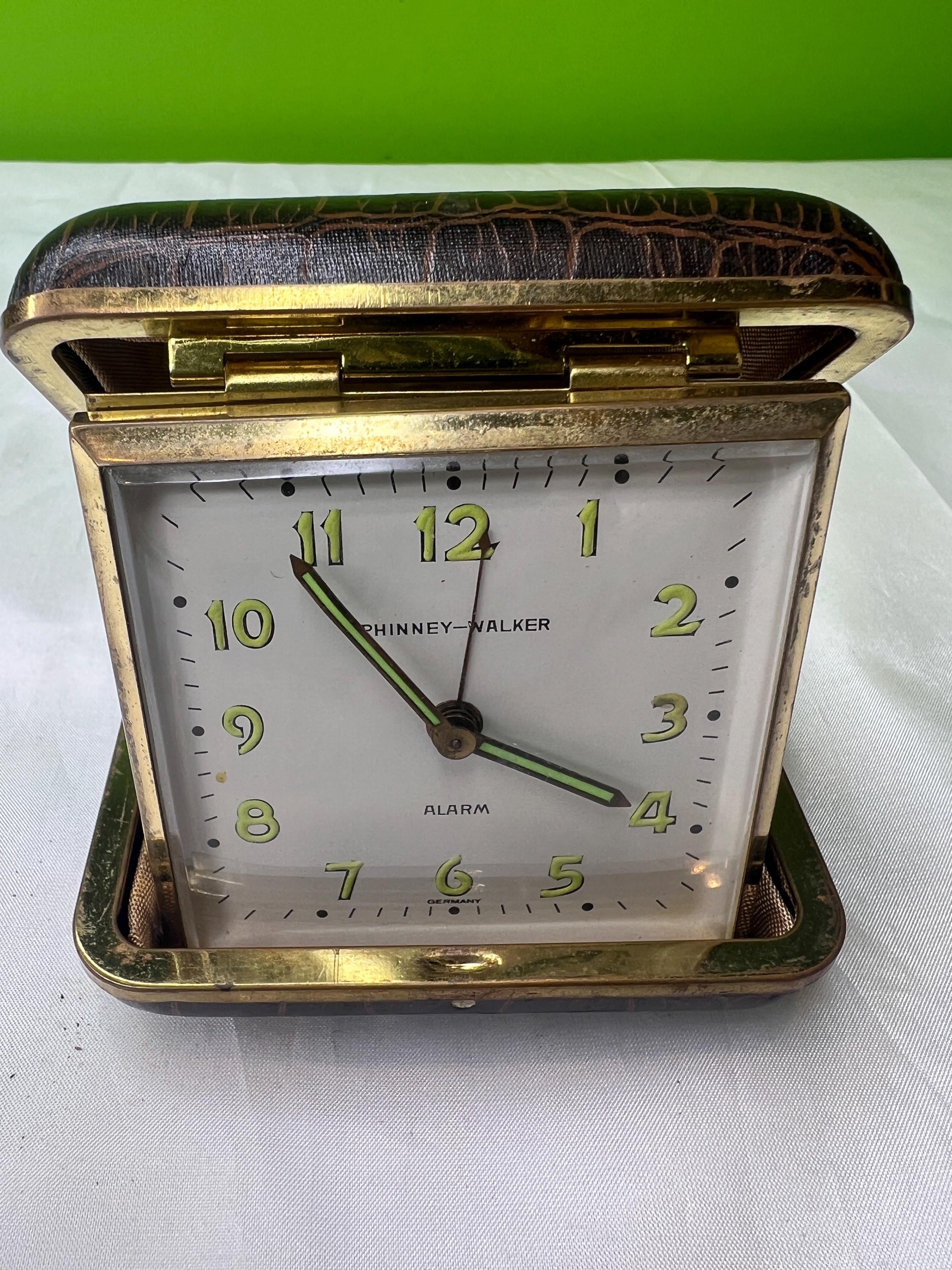 Vintage Phinney-walker Alarm Clock ~ Folding Travel Wind-up