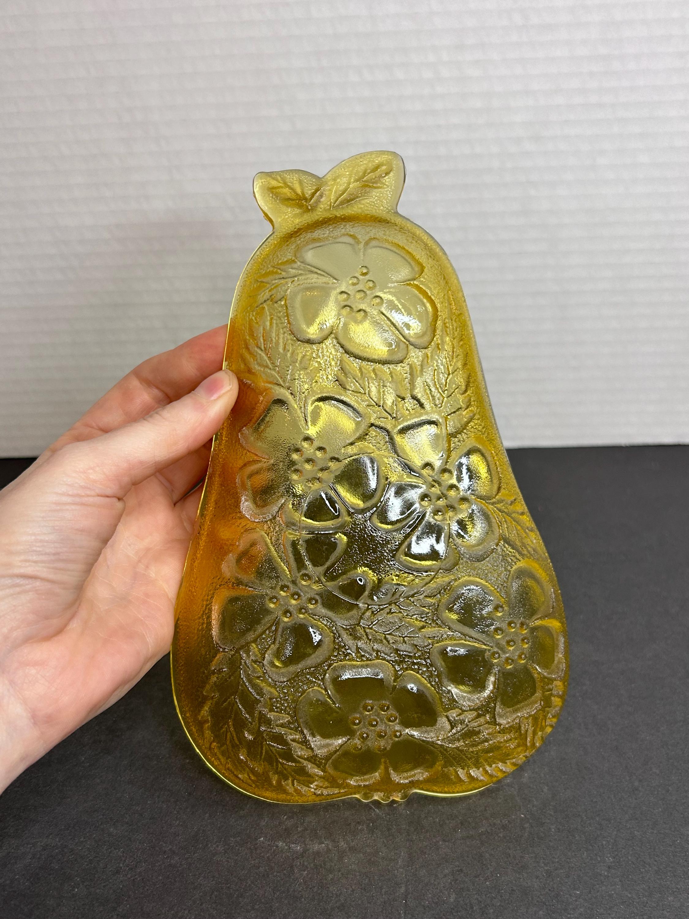 Vintage Amber Depression Glass Amber Pear Shaped Intricate Candy ...
