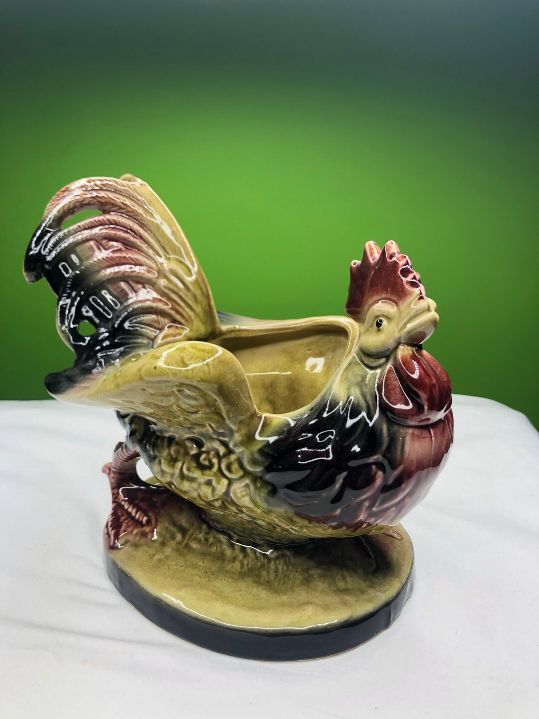 Vintage Hull Pottery Bantam Rooster Planter Dish With Etsy
