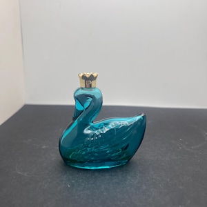 Frasco de perfume Avon Royal Swan azul-petróleo vintage de 1974, Avon vintage, Avon, Cisne, Charisma Avon, vidro azul-petróleo, decantador de perfume, Cisnes, itens colecionáveis