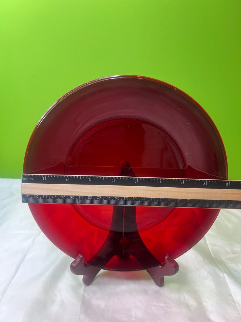 Ruby Plate Vintage 9in. Round Ruby Red Glass Plate - Etsy
