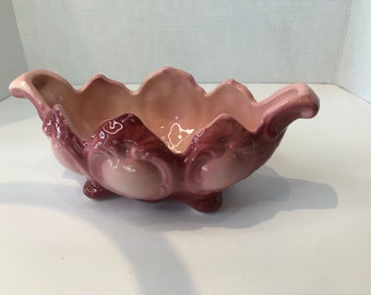 Vintage Hull USA Art Pottery #403 Plantador con patas rosa