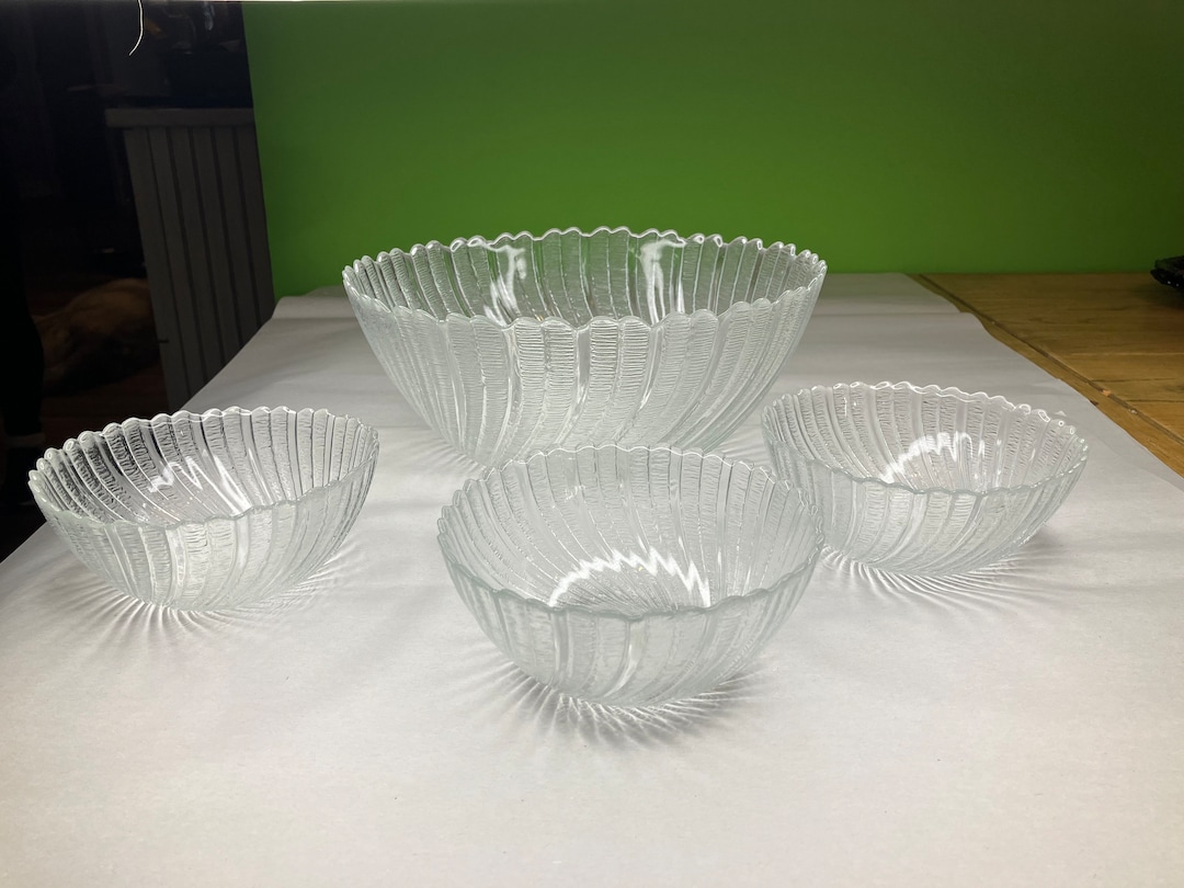 Vintage Textured Glass Bowl Collection of 3 Small 1 Large Etsy