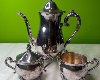 Vintage Choice of Leonard Silver Plated Sugar/Creamer Set of Tea/Coffee Pot ~ Buy Creamer and Sugar Set, Tea/Coffee Pot, or all 3 Pieces
