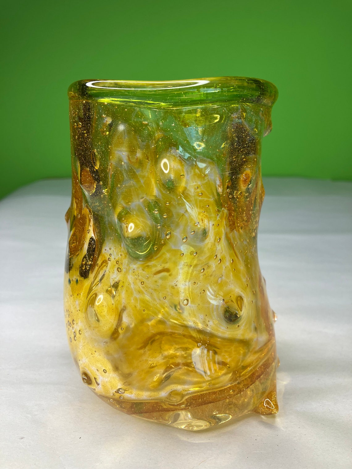 Vintage Hand Blown Italian Style Glass Vase Vessel With Gorgeous Bumps ...