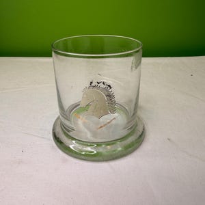 Vintage Horse head Whiskey Glass ~ Clear Glass ~ Design Wearing