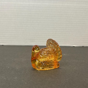 Vintage Amber Glass Miniature Autumn Thanksgiving Turkey Candlestick Holders