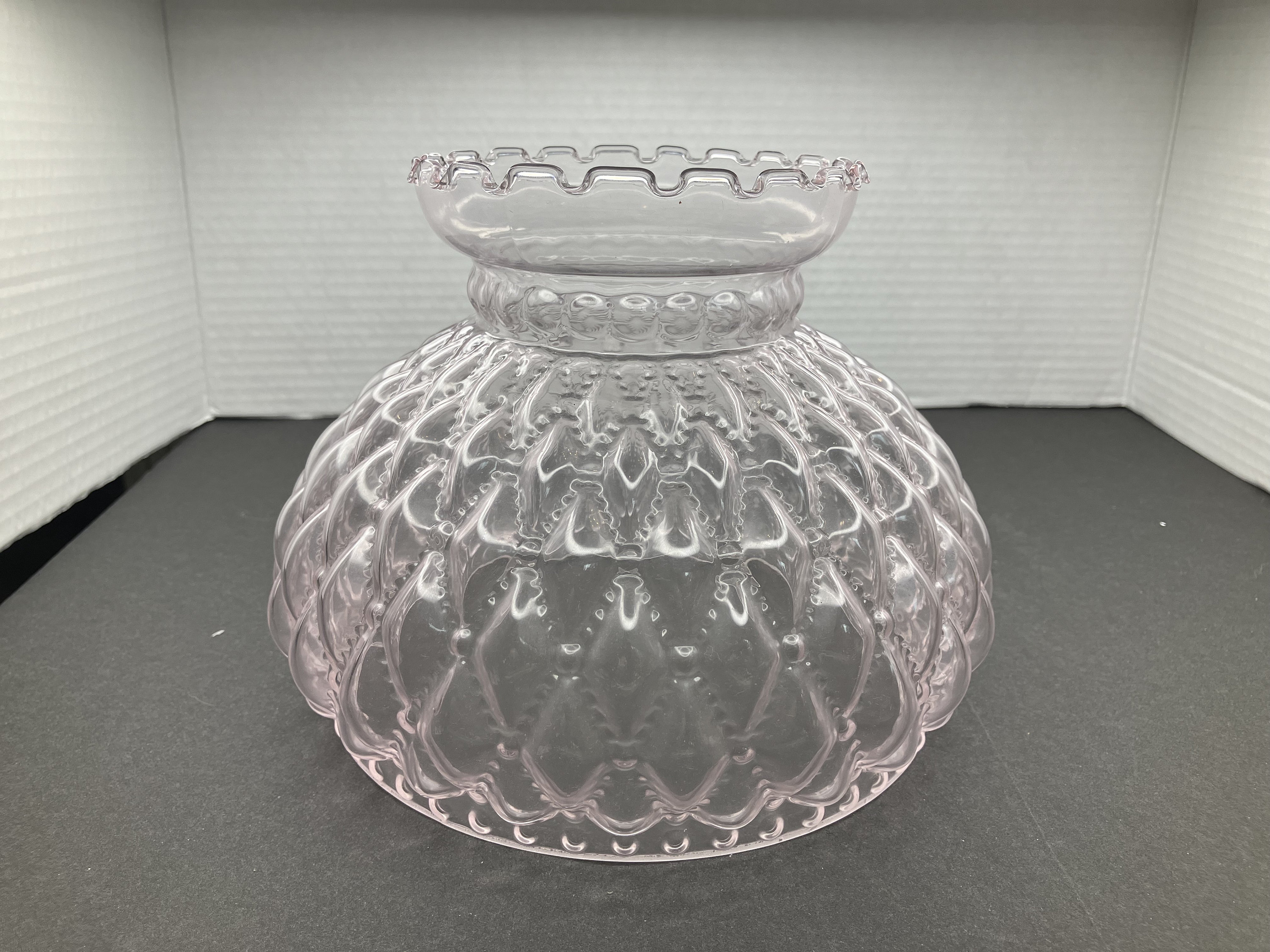 Vintage Amber Quilted Glass Student Lamp Shade - 7 Fitter, 6" X 8" - Made In USA, Model 84431