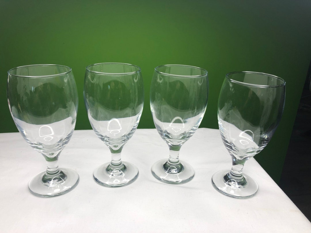 Vintage Heavy Clear Glass Beer Water Glasses Set of 4 Stemware