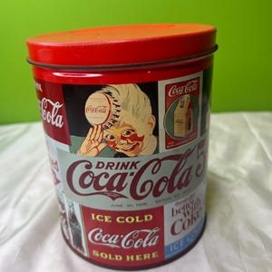 Vintage Coca Cola Collectible Popcorn Tin Can 1989