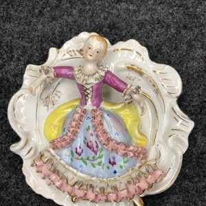 Vintage hard to find Bone China Lace Plate with Aristocrat Woman Dancing -Detail work!!!!