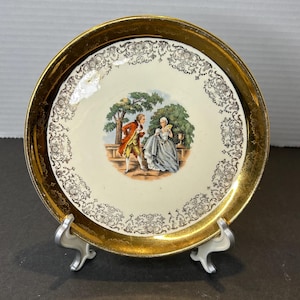 Vintage 22K Crest-o-Gold Sabin 6 &quot;Paar Portrait Platte