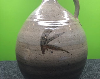 Vintage Pottery Jug with Wheat Accent