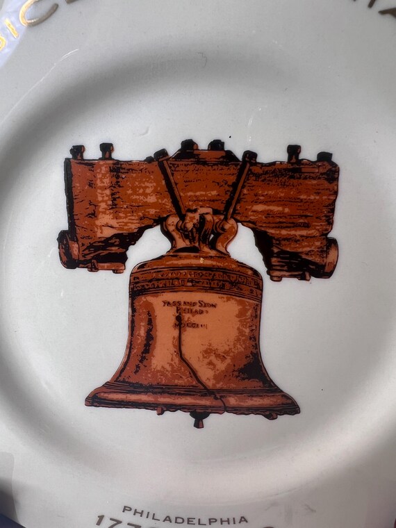 ヴィンテージ記念 建国二百年祭 1776-1976 自由の鐘 磁器プレート 金縁