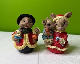 Figura de ratón pequeño de 5 pulgadas, decoración navideña vintage, multicolor