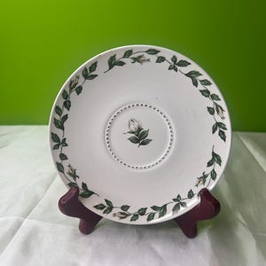 Vintage Superior Hall China Cameo Rose Tea Cup Saucer~ Beautiful Green and White Rose Design