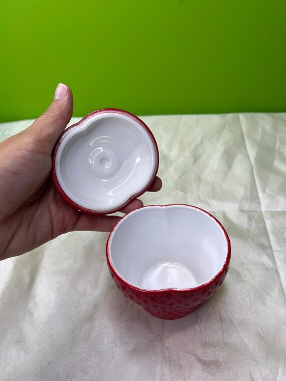 ヴィンテージ ヘーゼルアトラス ストロベリージャー ミルクガラス