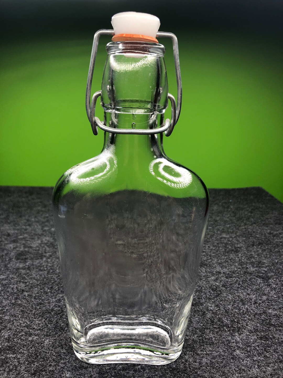 Vintage Clear Glass Flask Made in Italy With Beautiful Stopper Etsy