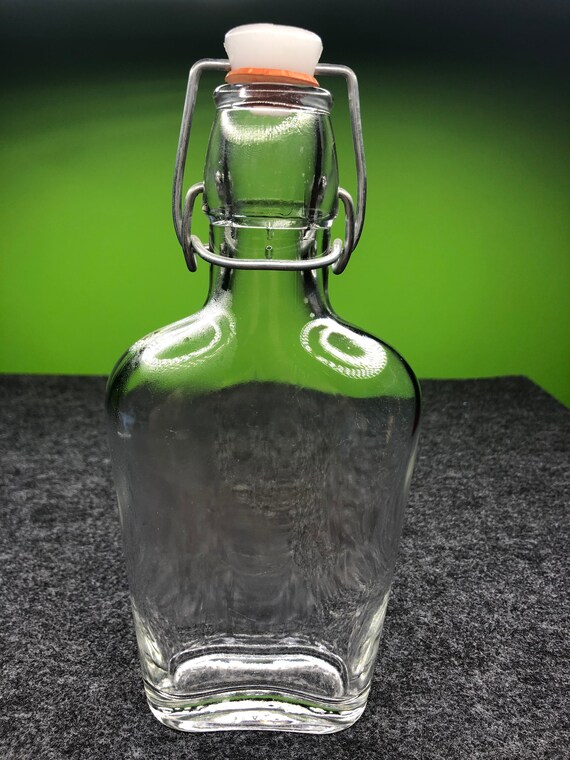 Vintage Clear Glass Flask Made in Italy With Beautiful Stopper Etsy