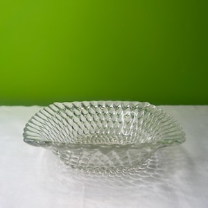 Vintage Clear Pressed Indiana Glass Diamond Point Square 6.5” Serving/Candy Bowl