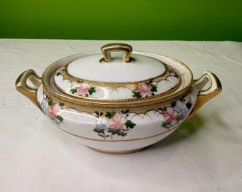 アンティーク リモージュ焼 手描き ビクトリアドレッシングセット ボトル＆宝石箱 アンティーク リモージュ焼 手描き ビクトリアドレッシング