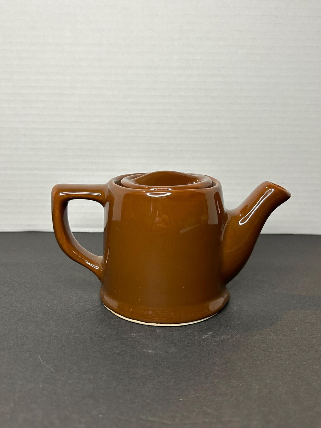 ヴィンテージ 小型陶器 釉薬 ブラウン シェフウェア ティーポット