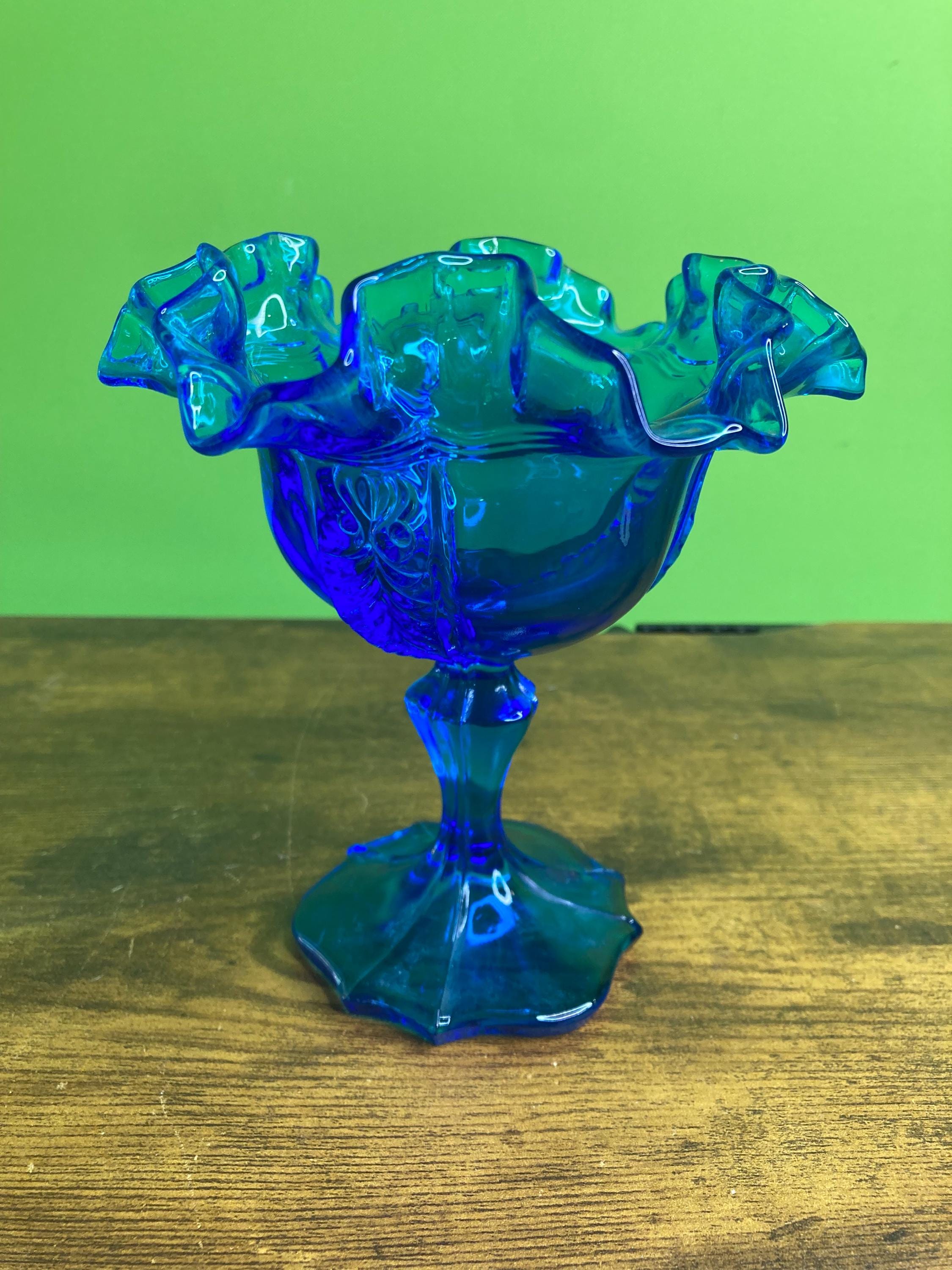 Fenton Glass Candy Dish Blue - Etsy