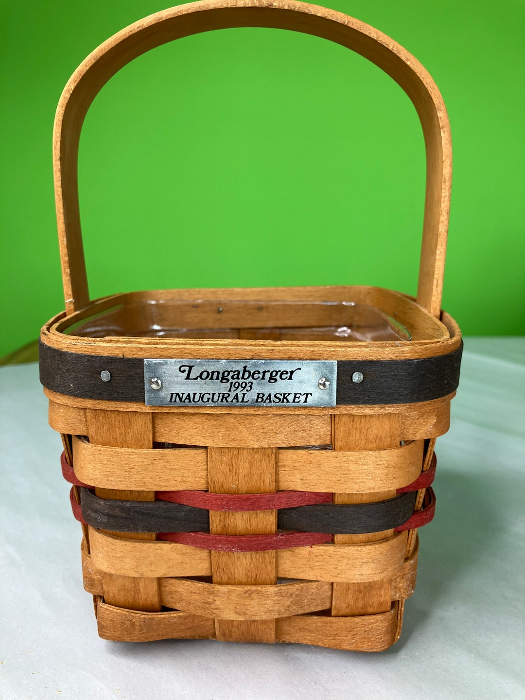 貴重 ロンガバーガーlongaberger 木製バスケット小物入れ ヴィンテージ インテリア小物 貴重 ロンガバーガーlongaberger 木製バスケット小物