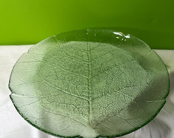 Vintage Aspgrön Arcoroc Frankrike Dekorativ serveringsfat ~ Etsad träddesign