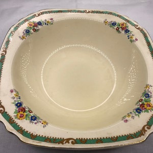 Vintage Enoch Wedgwood and Co Unicorn Mark Douglas 8 1/2 in Bowl Serving dish with Classic Ivory Coloring and delicate Floral Design