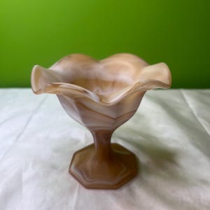 Vintage Imperial Glass Caramel Slag Glass Compote