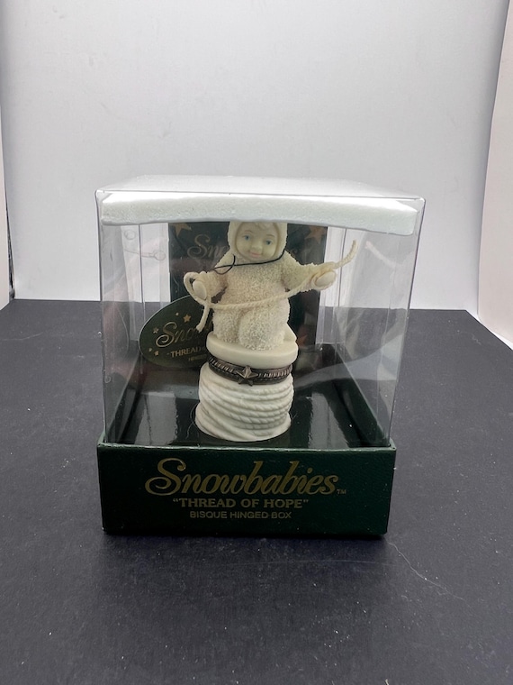 Vintage Dept 56 Snowbabies Thread of Hope Hinged Trinket Box