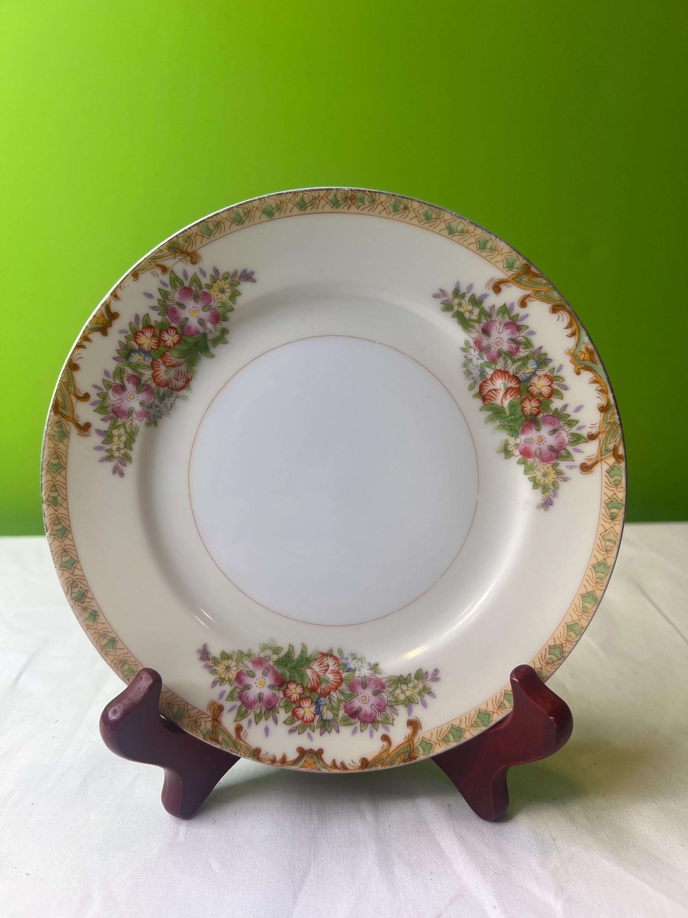 Noritake ダイヤモンドコレクション　プレート　未使用品　ハンドペイント ヴィンテージ ハンドペイント ダイヤモンドプレート ~ 日本製 ~ 花柄