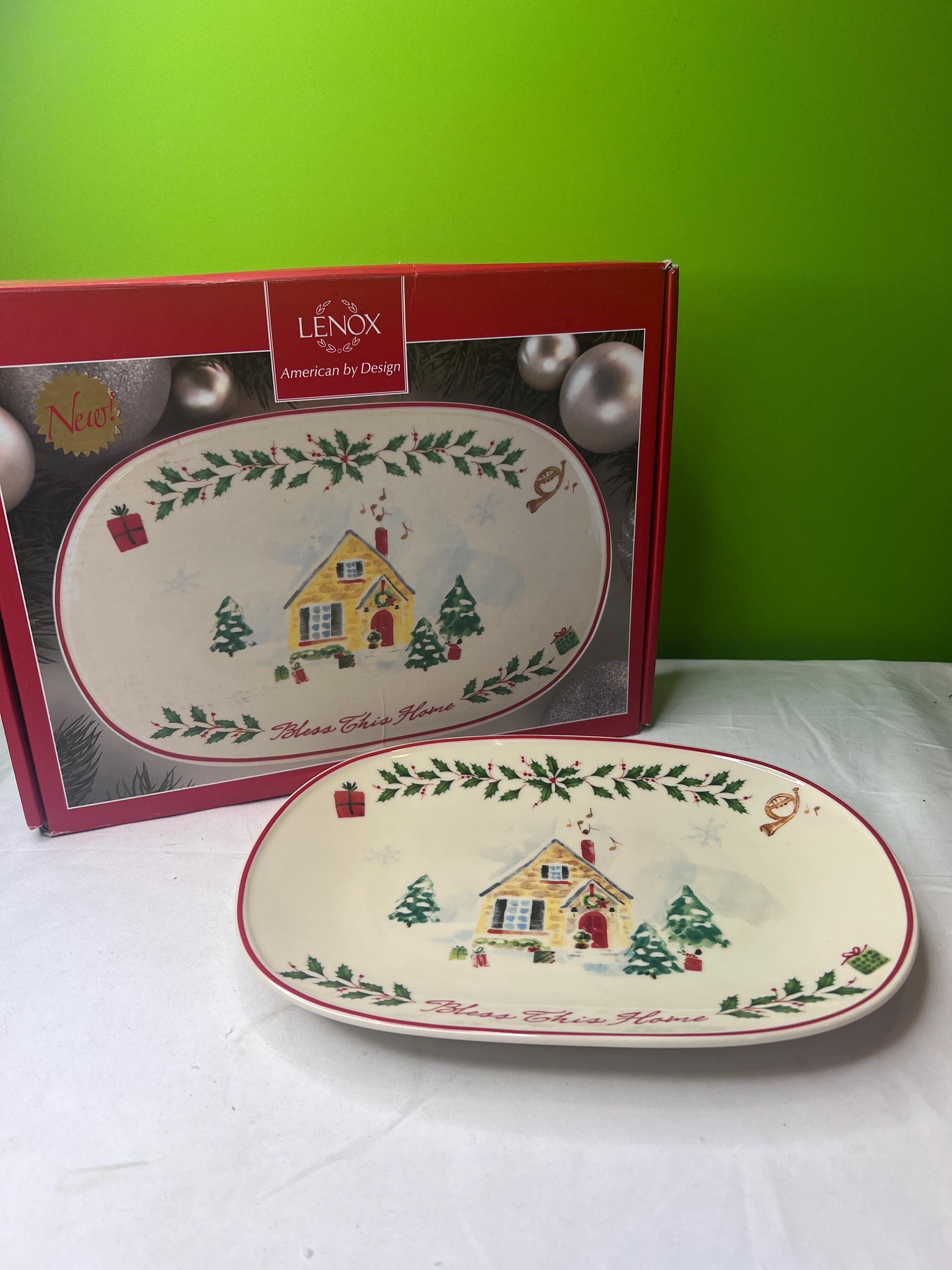Vintage Lenox White Bless This Home Tray Holiday Inspirations