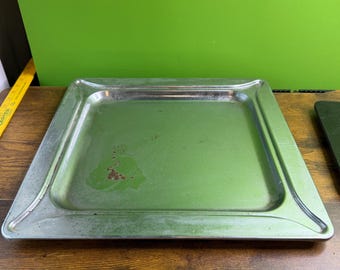 Bandeja de servir rústica cuadrada grande de metal de estilo vintage