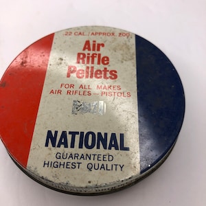 Vintage  empty Tin of Air Rifle Pellets by National Cartridge - Made in Great Britain