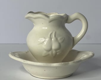 Jarra de agua y lavabo vintage de cerámica japonesa ARTMARK con diseño de frutas