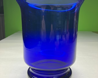 Vintage Cobalt Blue Glass Candleholder Made in Portugal with Gorgeous Coloring and lovely shape with pedestal