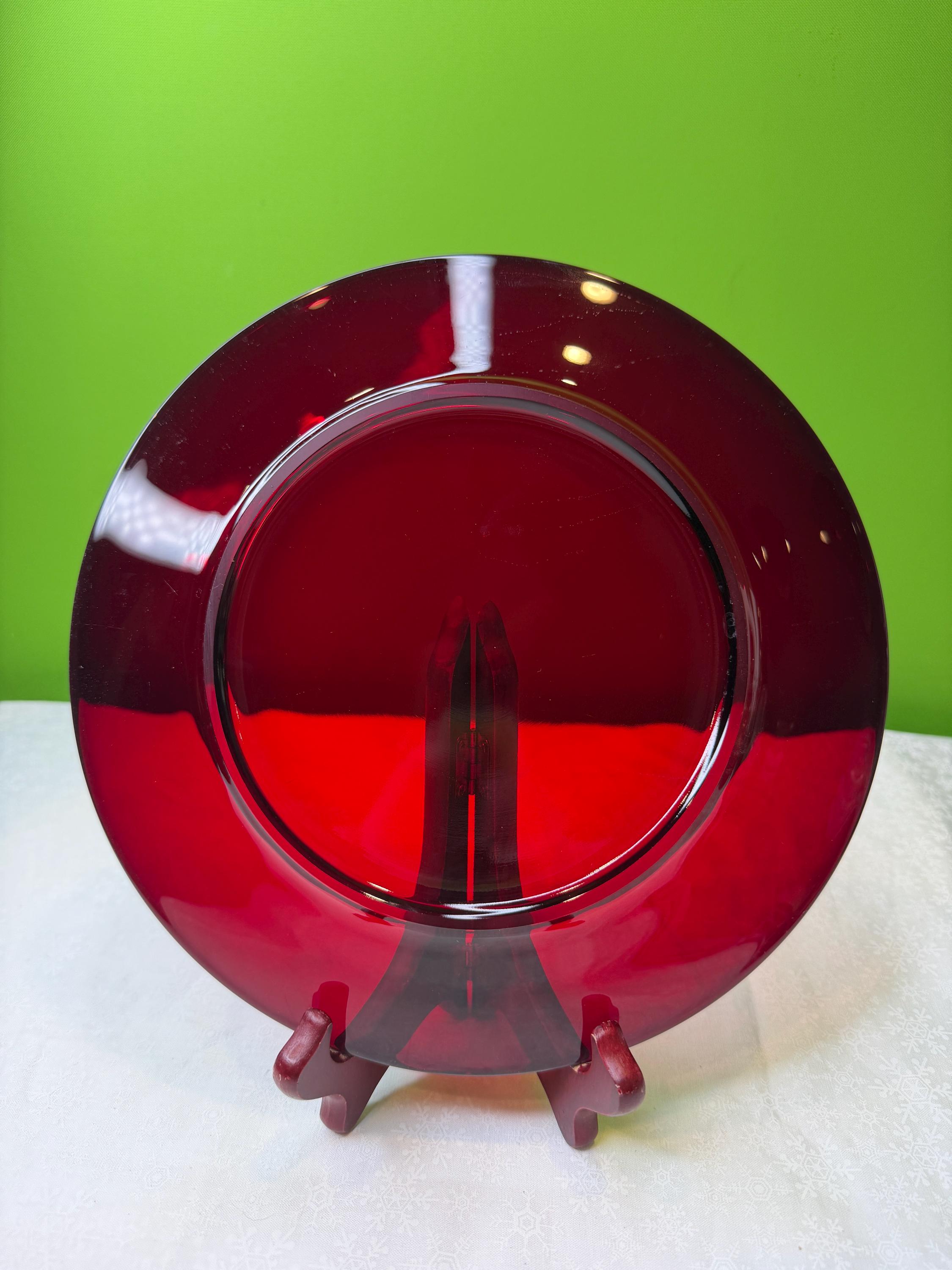 Ruby Plate Vintage Ruby Red Glass Round 9.5” Plate - Etsy