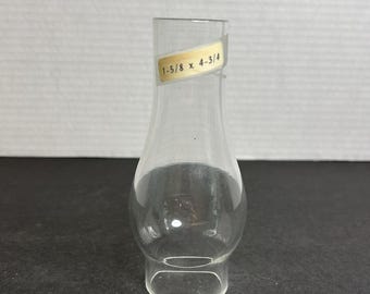 Vintage Clear Glass 1 5/8&quot; x 4 3/4&quot; Medium Hurricane Oil Lamp Chimney