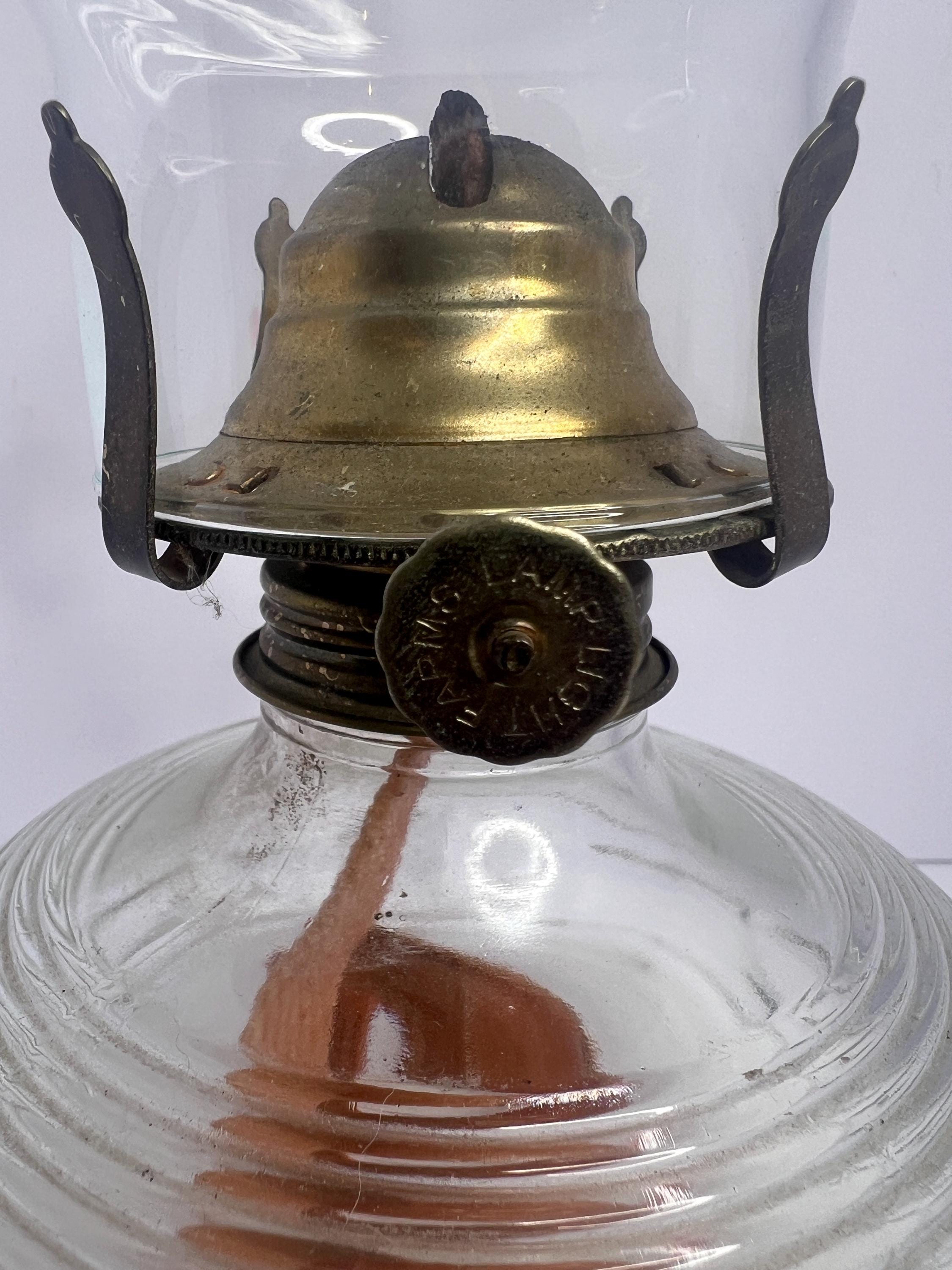 Vintage Lamp Light Farms Oil Lamp Etched Glass Portly Chimney and