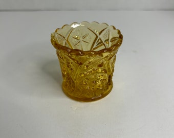 Porte-cure-dents vintage Kemple Yutec en verre ambré