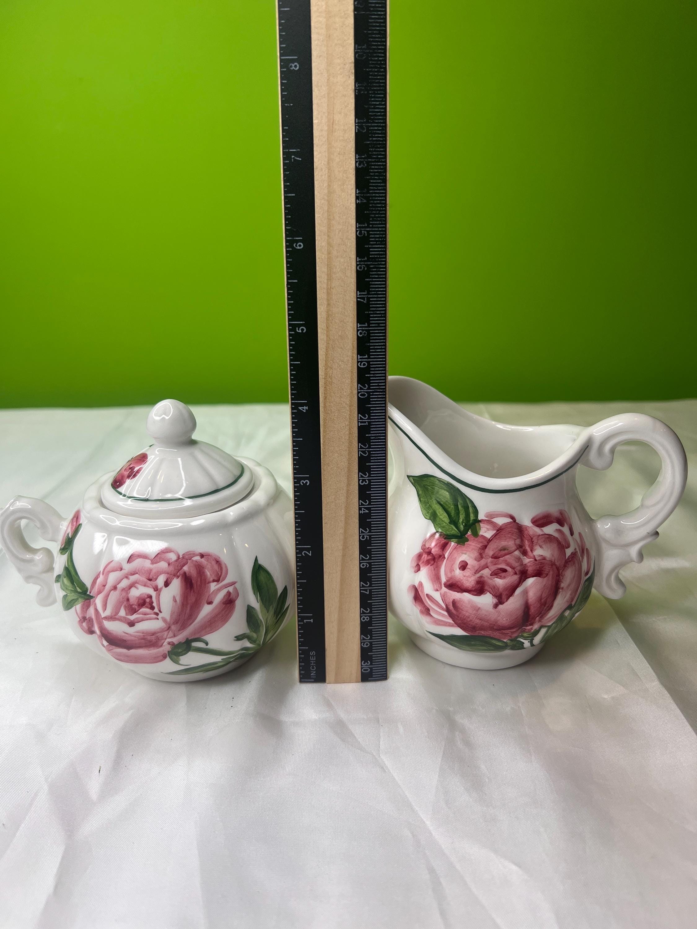 Vintage Ancora Hand Painted Ceramic Sugar Bowl and Creamer Set Made in ...