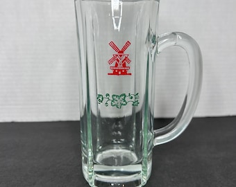 Jarra de cerveza alta y delgada de vidrio grueso y transparente estilo vintage de Heineken