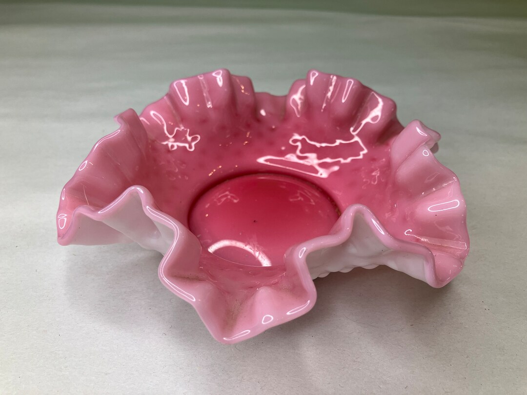 Vintage Milk Glass Candy Dish Beautifully Hobnail With Ruffled Etsy