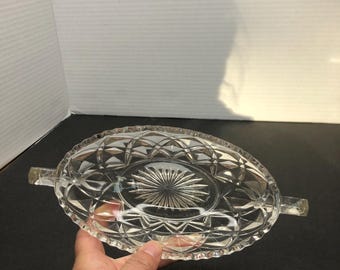 ハンドル付 ピクルスディッシュ ヴィンテージ クリアガラス レリッシュ ピクルス ディッシュ ハンドル
