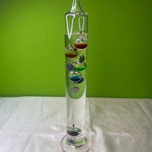 Termometro Galileo vintage in vetro ~ vetro da collezione ~ arte del vetro ~ probabilmente soffiato a mano ~ multicolore ~ alto 15 pollici