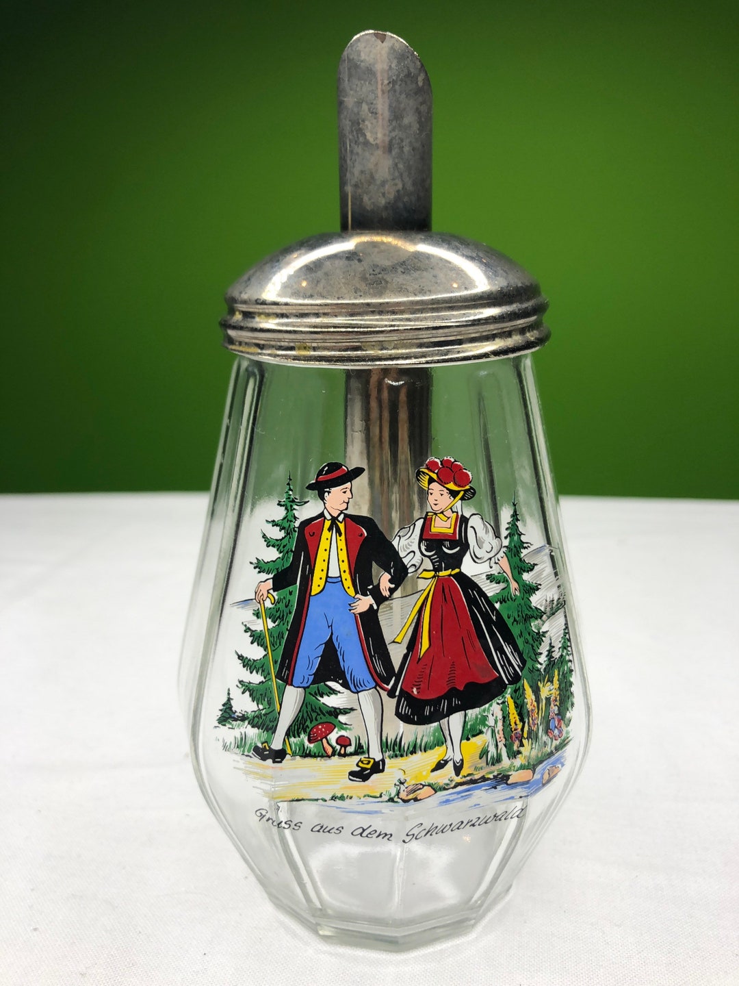 Vintage Heavy Glass Sugar Dispenser From Germany Hand Painted Etsy